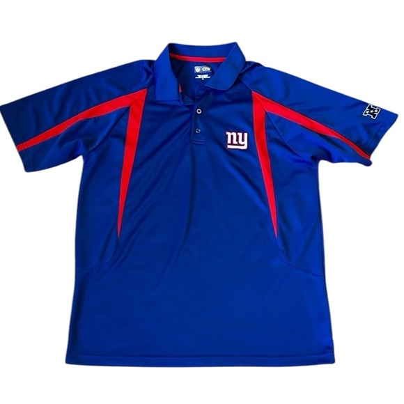 New York Giants Embroidered Short Sleeve Polo Royal Blue & Red NFL Football XL - Picture 1 of 14